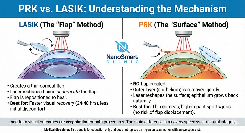 The Core Difference: PRK vs. LASIK
